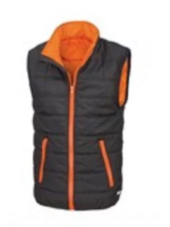 Murray Golf Contrast Quilted Junior Gilet - Black / Orange