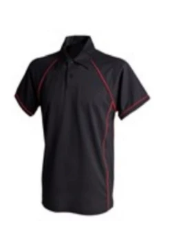 Murray Golf Piped Junior Polo Shirt - Black/Red