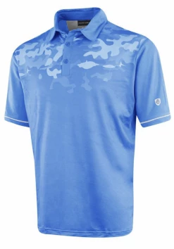 Island Green Junior Graded Mid Blue Camo Sub Print Polo Shirt