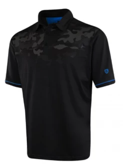 Island Green Junior Graded Black Camo Sub Print Polo Shirt