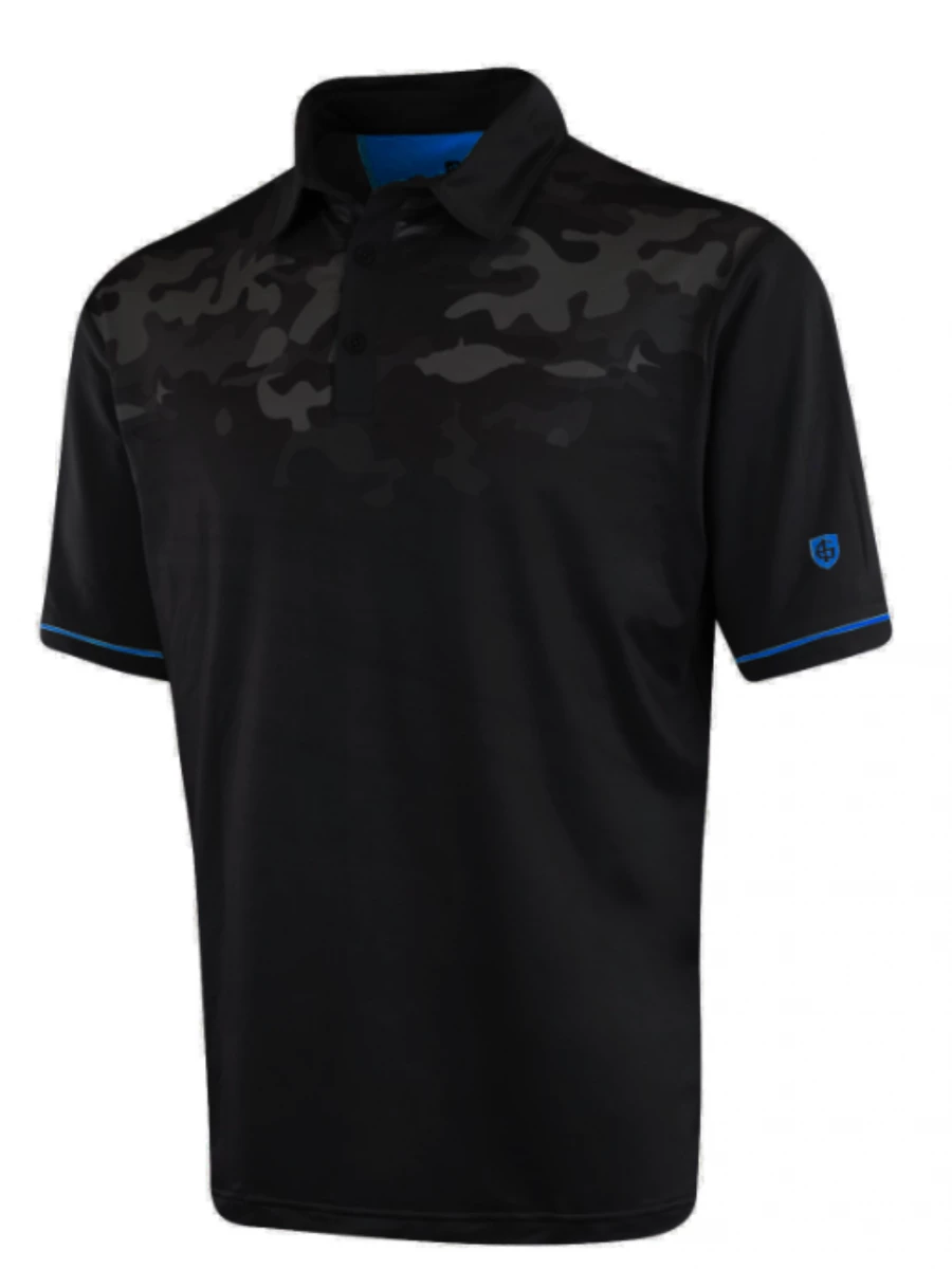 Island Green Junior Graded Black Camo Sub Print Polo Shirt